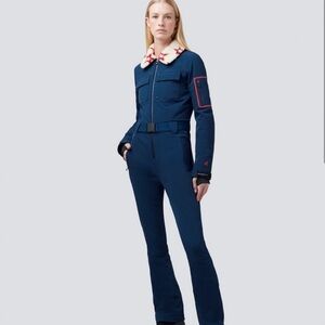 Perfect Moment Navy Blue Jumpsuit with shearling collar sz Small
